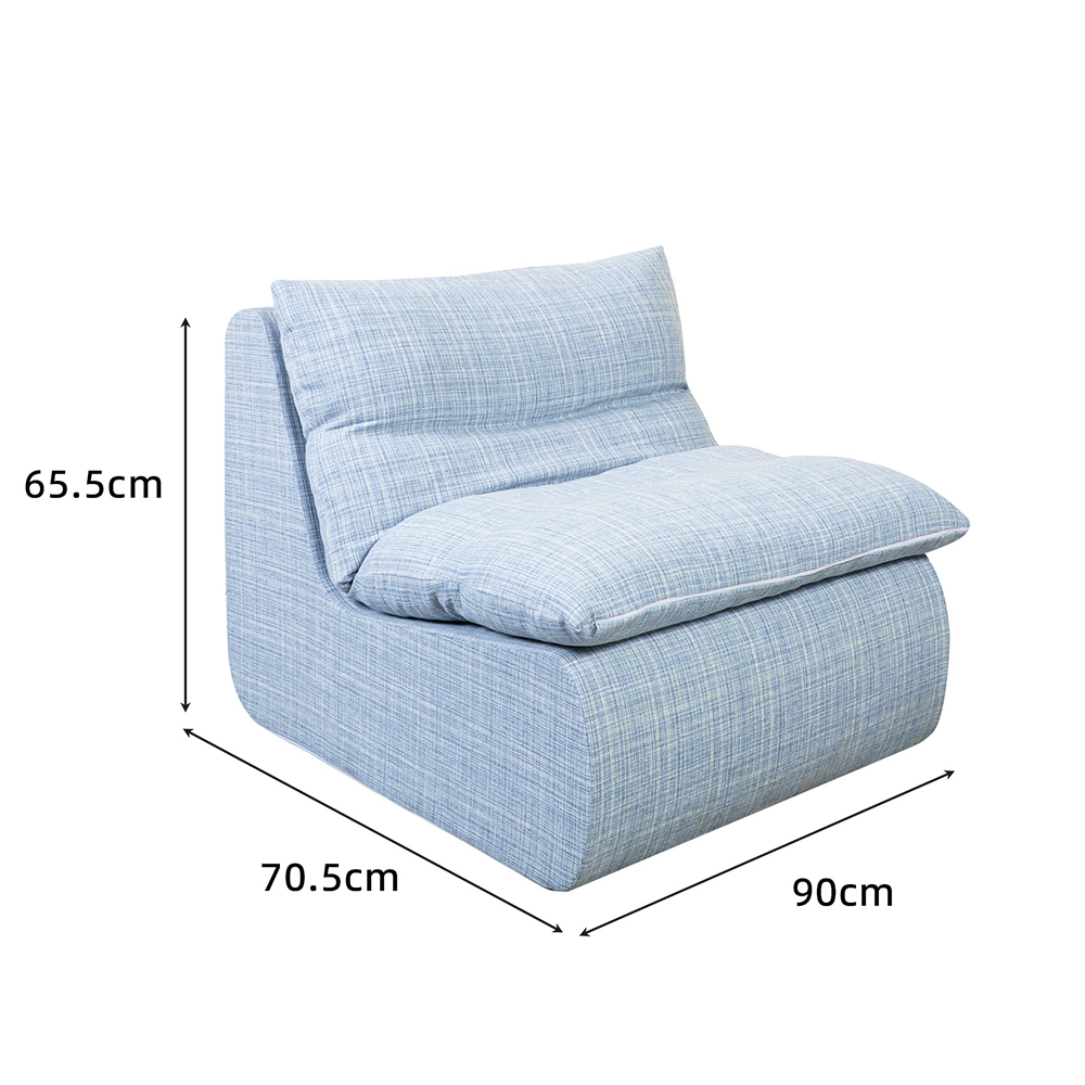 Sofa tunggal berwarna biru dengan bantalan spons yang dapat dilepas Sofa tunggal berwarna biru dengan bantalan spons yang dapat dilepas