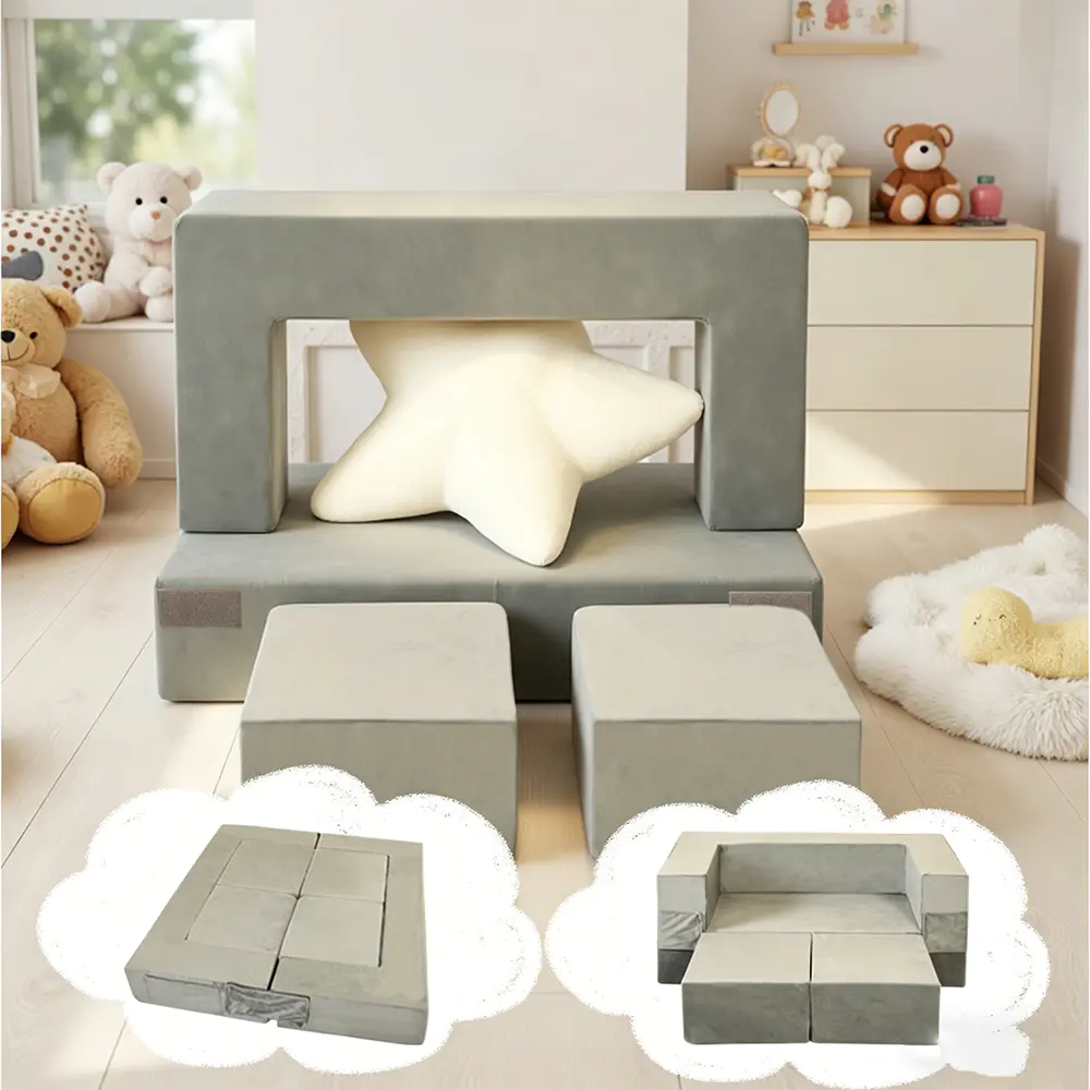 Set sofa blok bangunan anak-anak yang dapat dilipat empat bagian