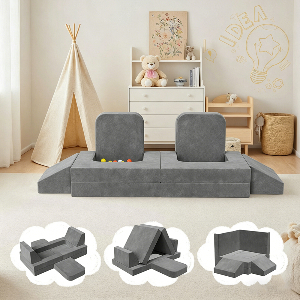 Set sofa blok bangunan anak-anak yang dapat dilipat delapan bagian