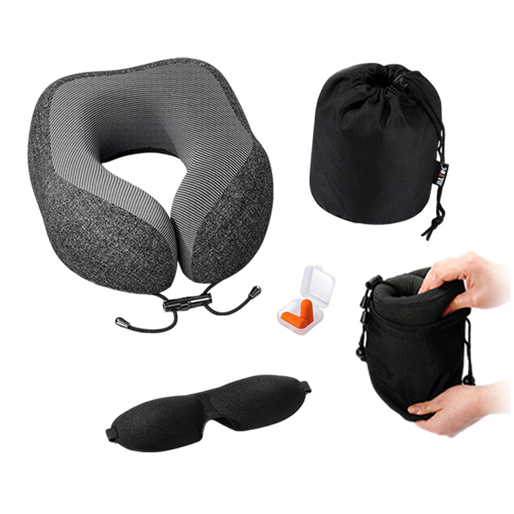 Bantal leher busa memori berbentuk U yang dapat dilepas