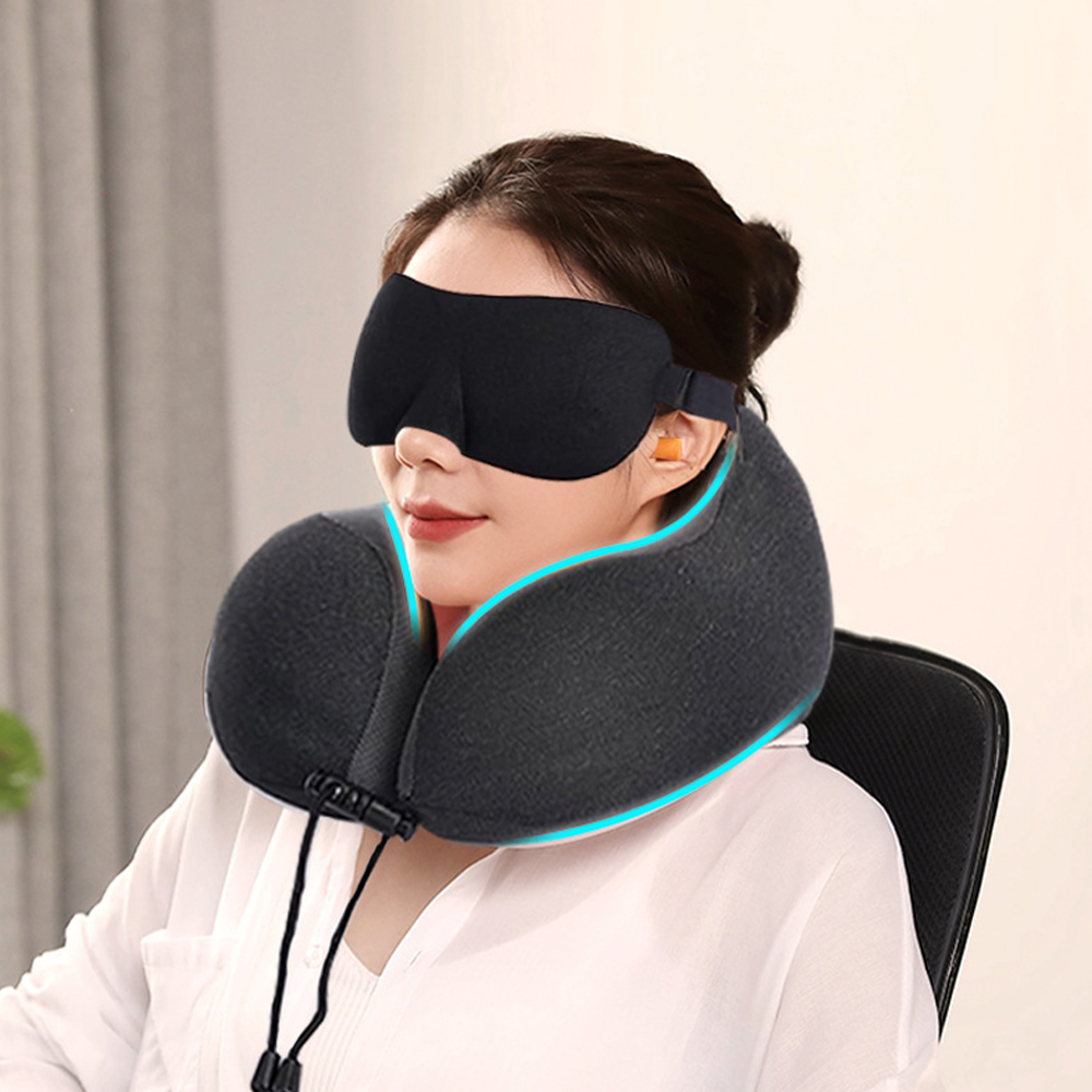 Bantal leher busa memori berbentuk U yang dapat dilepas