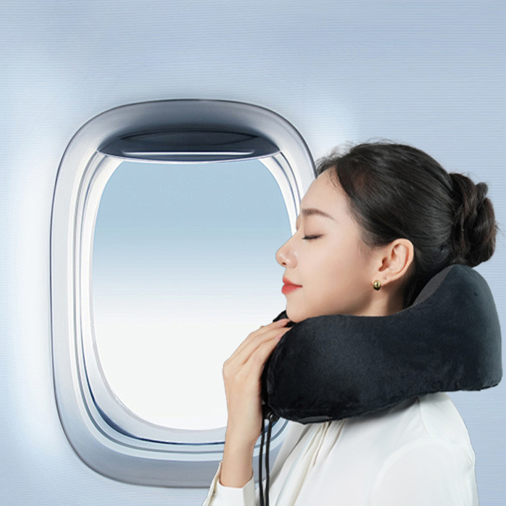 Bantal leher busa memori portabel berbentuk U