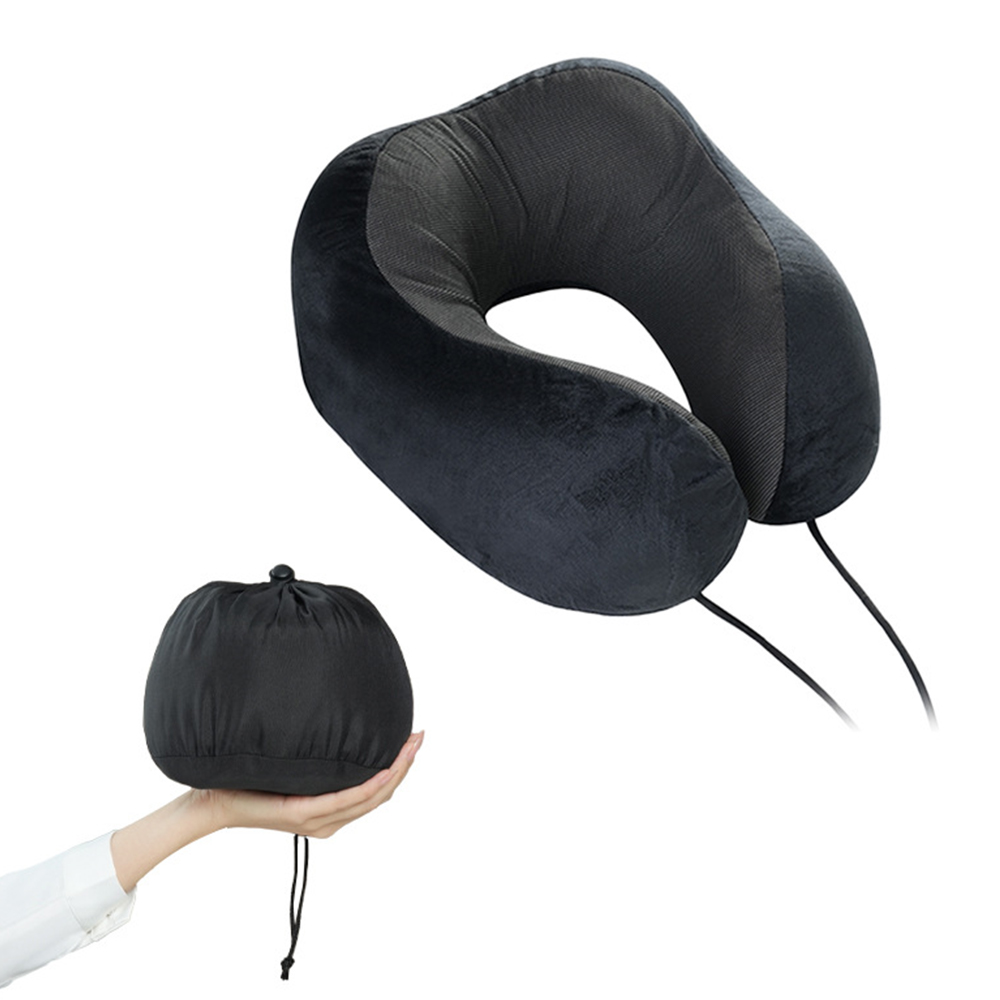 Bantal leher busa memori portabel berbentuk U