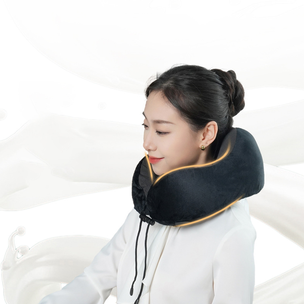 Bantal leher busa memori portabel berbentuk U