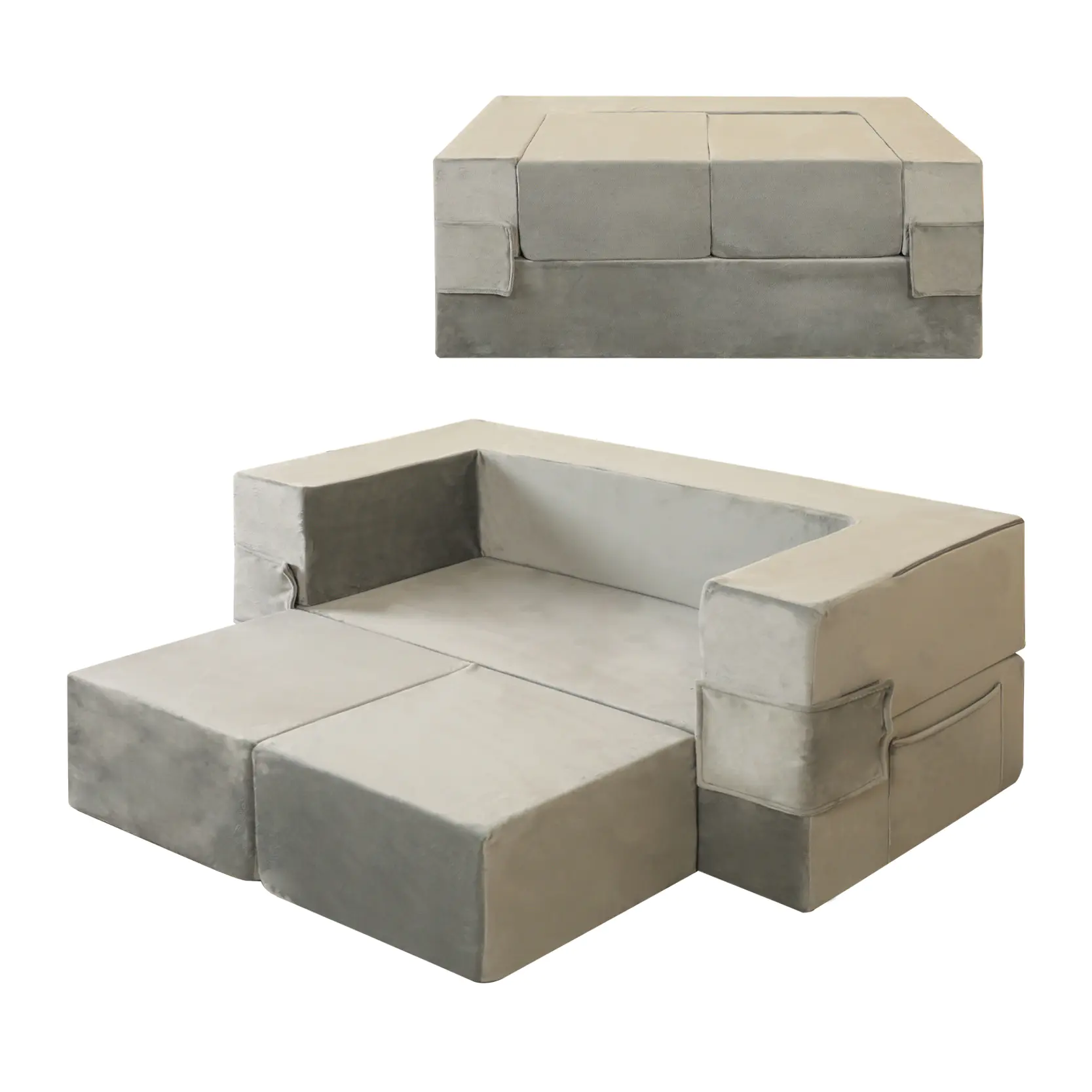 Set sofa blok bangunan anak-anak yang dapat dilipat empat bagian